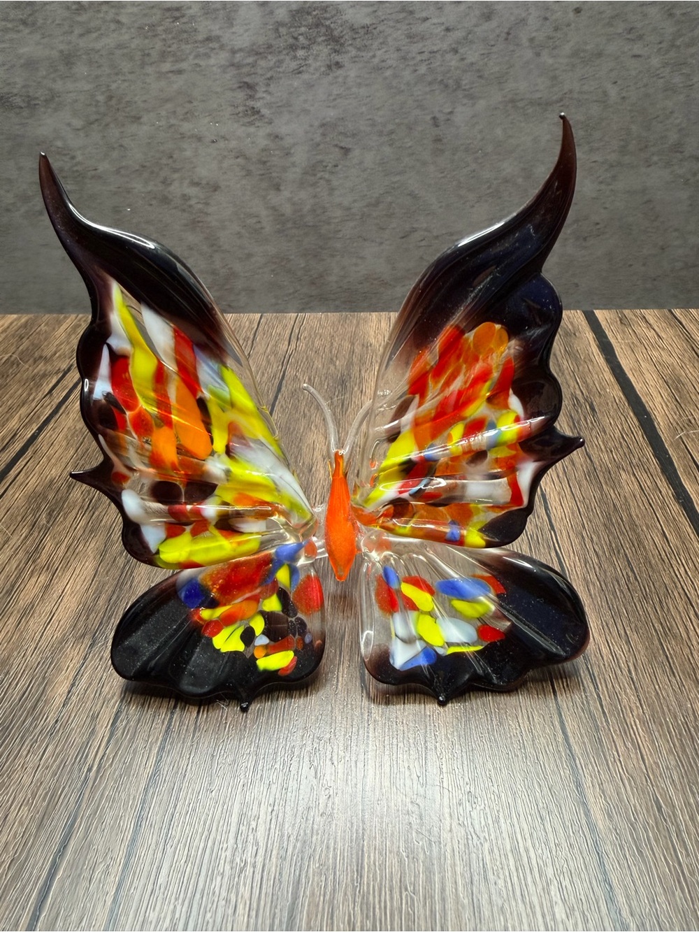 Hand-Blown Glass Butterfly Sculpture - Multicolor